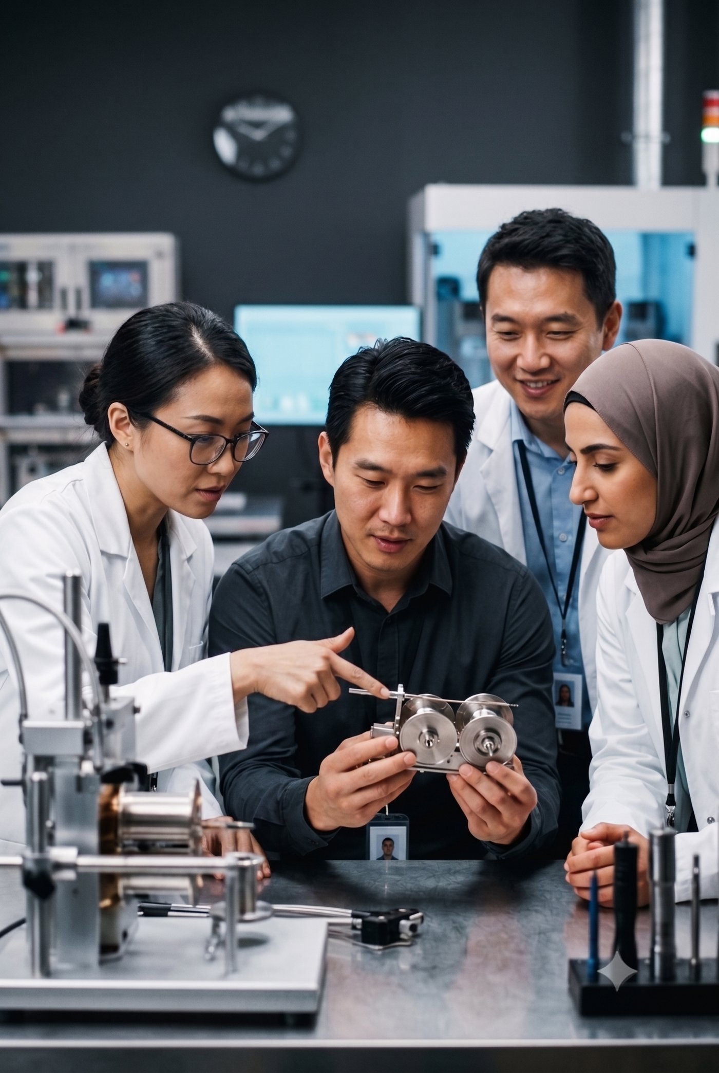 Innotech team collaborating on precision components