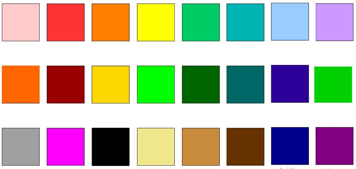 Colour chart for engineering plastic spools