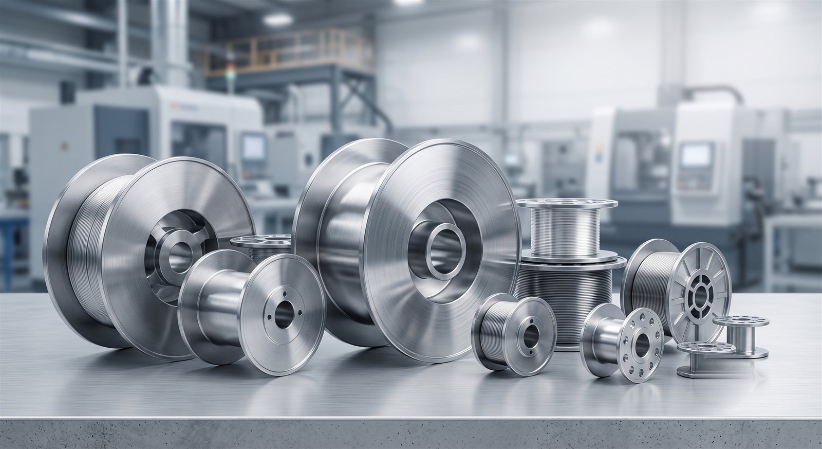 Precision aluminium spools in production